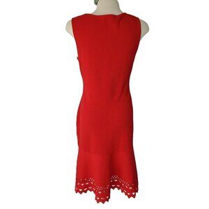 Ann Taylor Petites Knit Sheath Dress Hemline Cutouts Timeless Womens PS Red